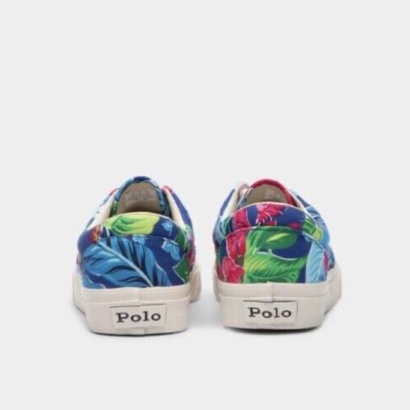 NEW POLO RALPH LAUREN KEATON FLORAL PONY SNEAKER SHOES MEN CANVAS NIB LACE UP - Picture 4 of 6